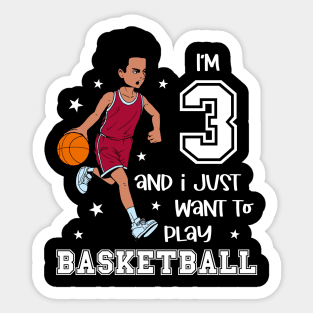 Boy plays basketball - I am 3 Sticker